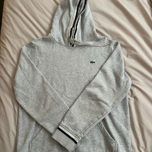 Lacoste Light Gray Hoodie with Crocodile Logo